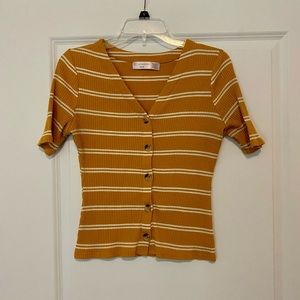 Mustard yellow button up top